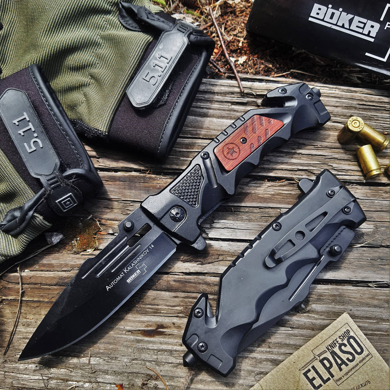

Тактический складной нож Boker Plus AK-17, сталь 440А, полуавтоматический.