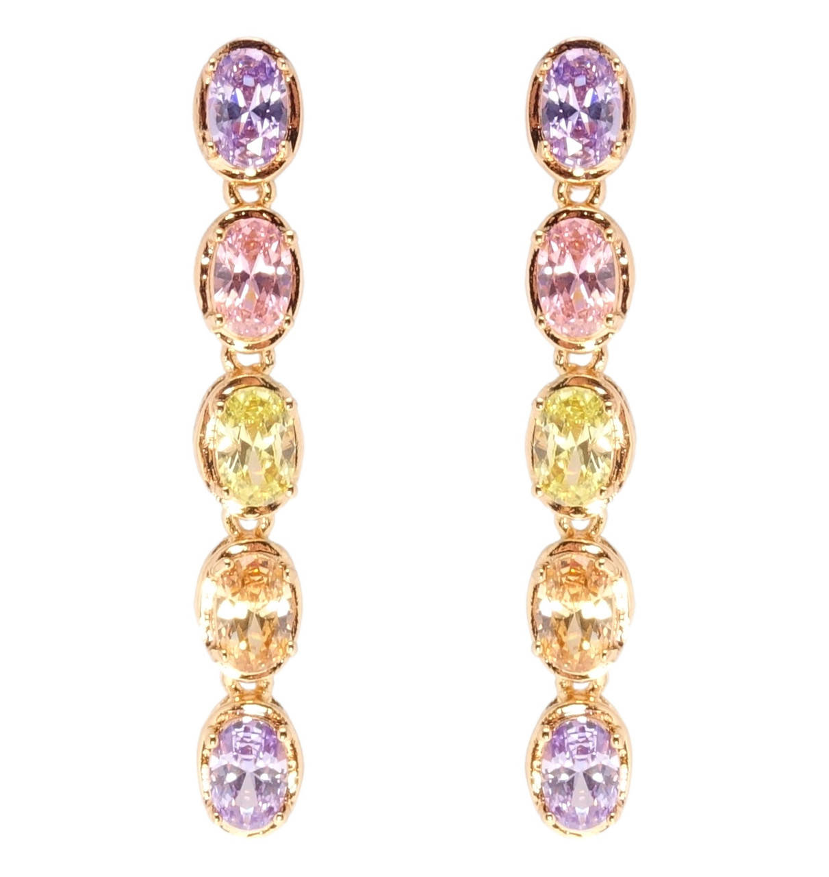 

Серьги Xuping M&L желтый оттенок подвески на гвоздиках "Дорожки разноцветных кристаллов"