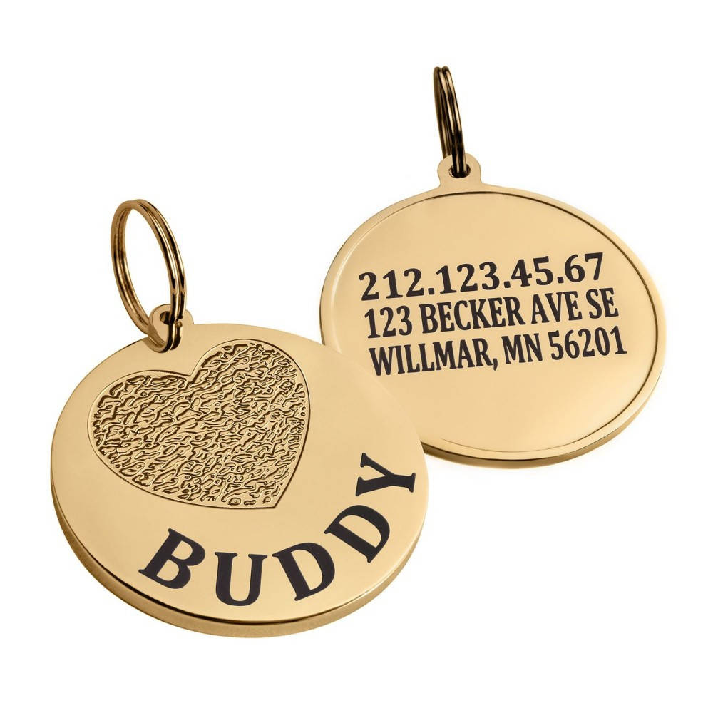

Медальон адресник эмалированный для собак с лазерной гравировкой из латуни с никелевым покрытием и позолотой L, Золото