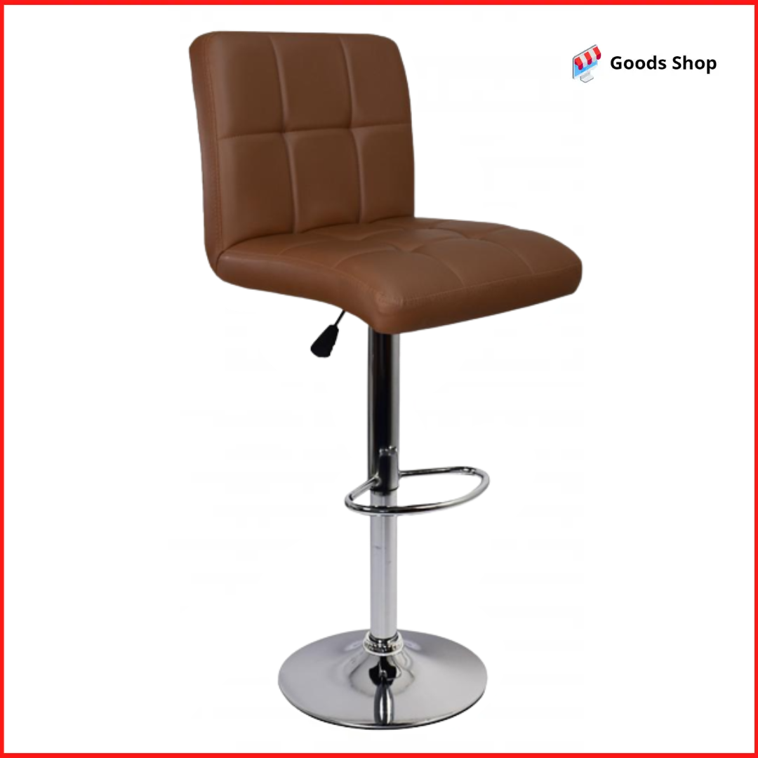 

Барный стул высокий для барной стойки Кожаное барное кресло стильное со спинкой Bonro BC-0106 коричневый