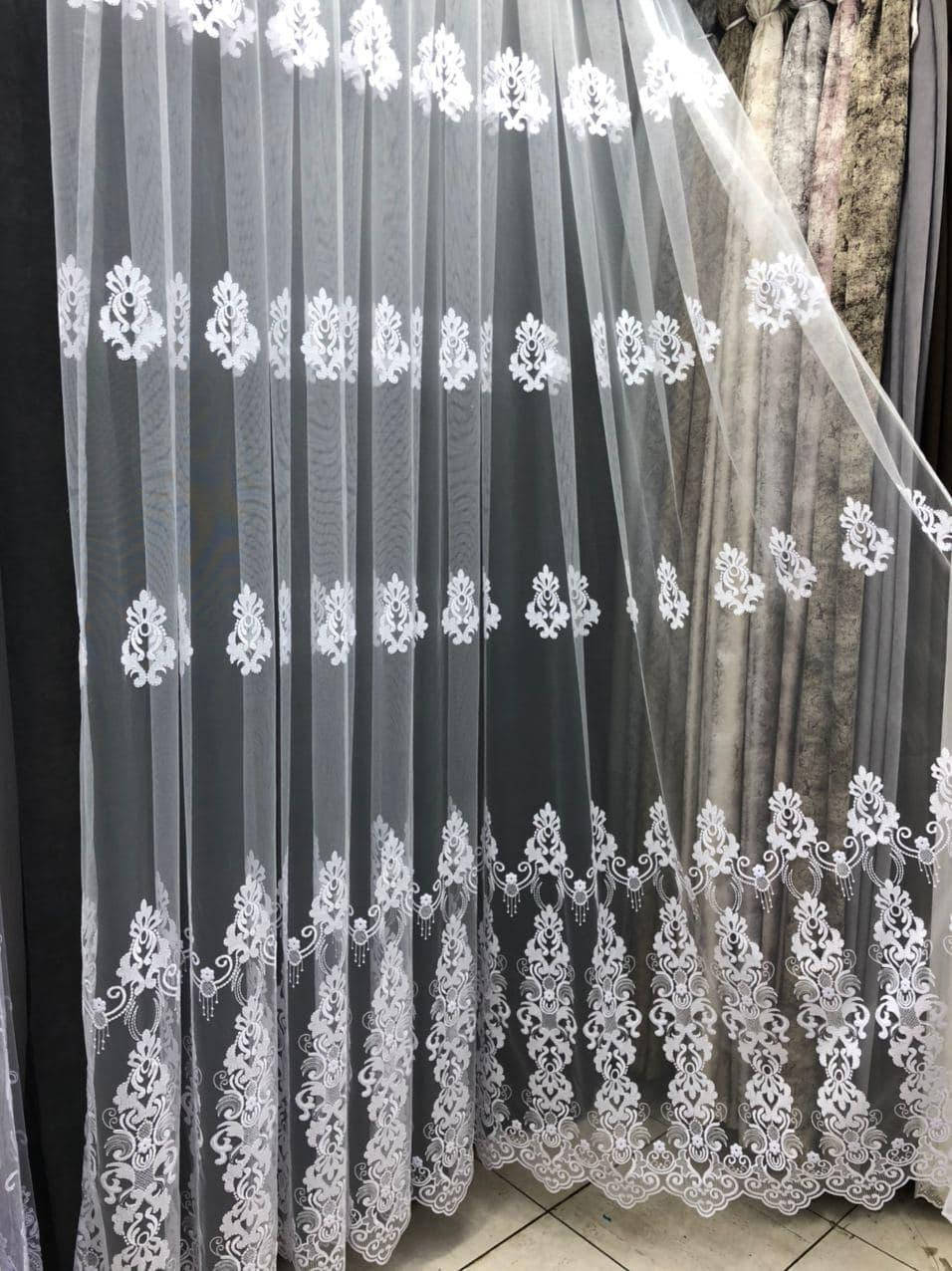 

Тюль на основе грег сетки. Цвет: Белый