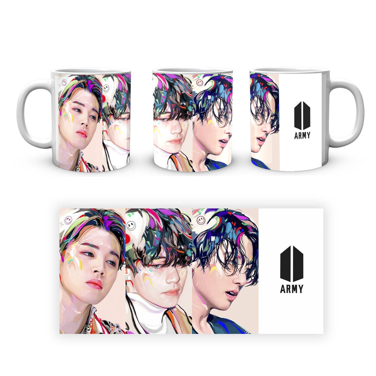 

Кружка GeekLand Bangtan Boys BTS Рисунок Яркие волосы Army CP 04.481.300, Белый