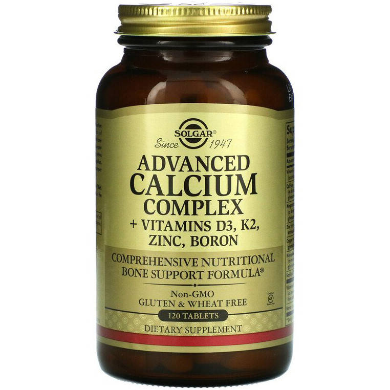 

Кальций + D3, К2, цинк и бор SOLGAR "Advanced Calcium Complex+Vitamins D3, K2, Zinc, Boron" (120 таблеток)