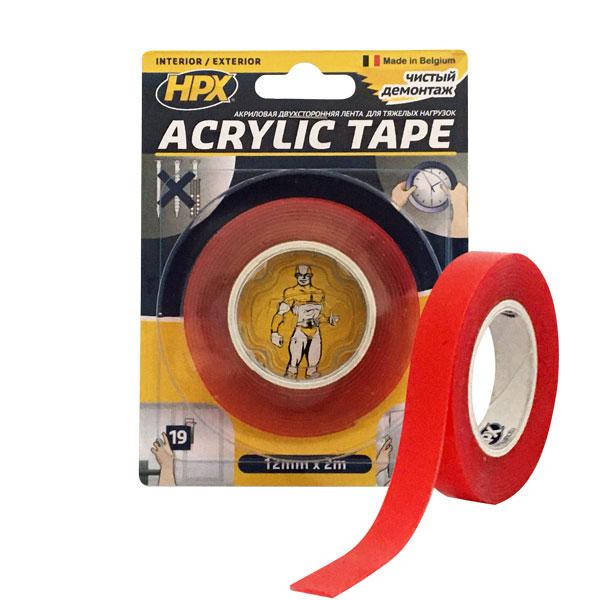 

ACRYLIC TAPE - 12мм x 2м, акриловая прозрачная двухсторонняя лента HPX (силиконовый скотч), Прозрачный