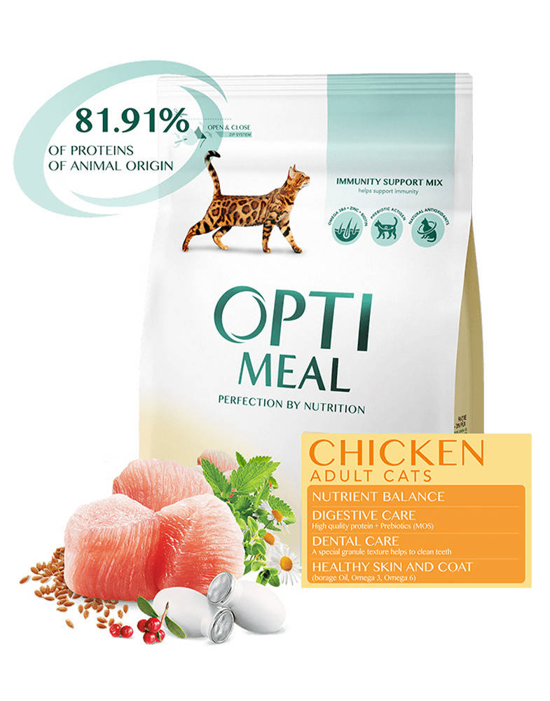 

OptiMeal Для взрослых котов с курицей 10 кг