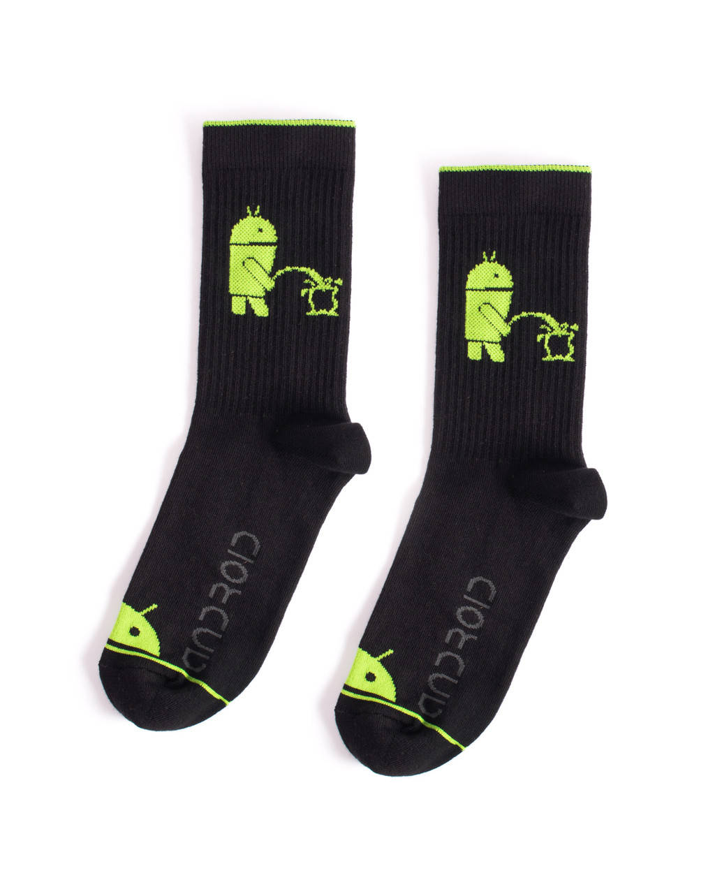 

Носки из высококачественного хлопка с оригинальным принтом "Android" Чёрные, Черный