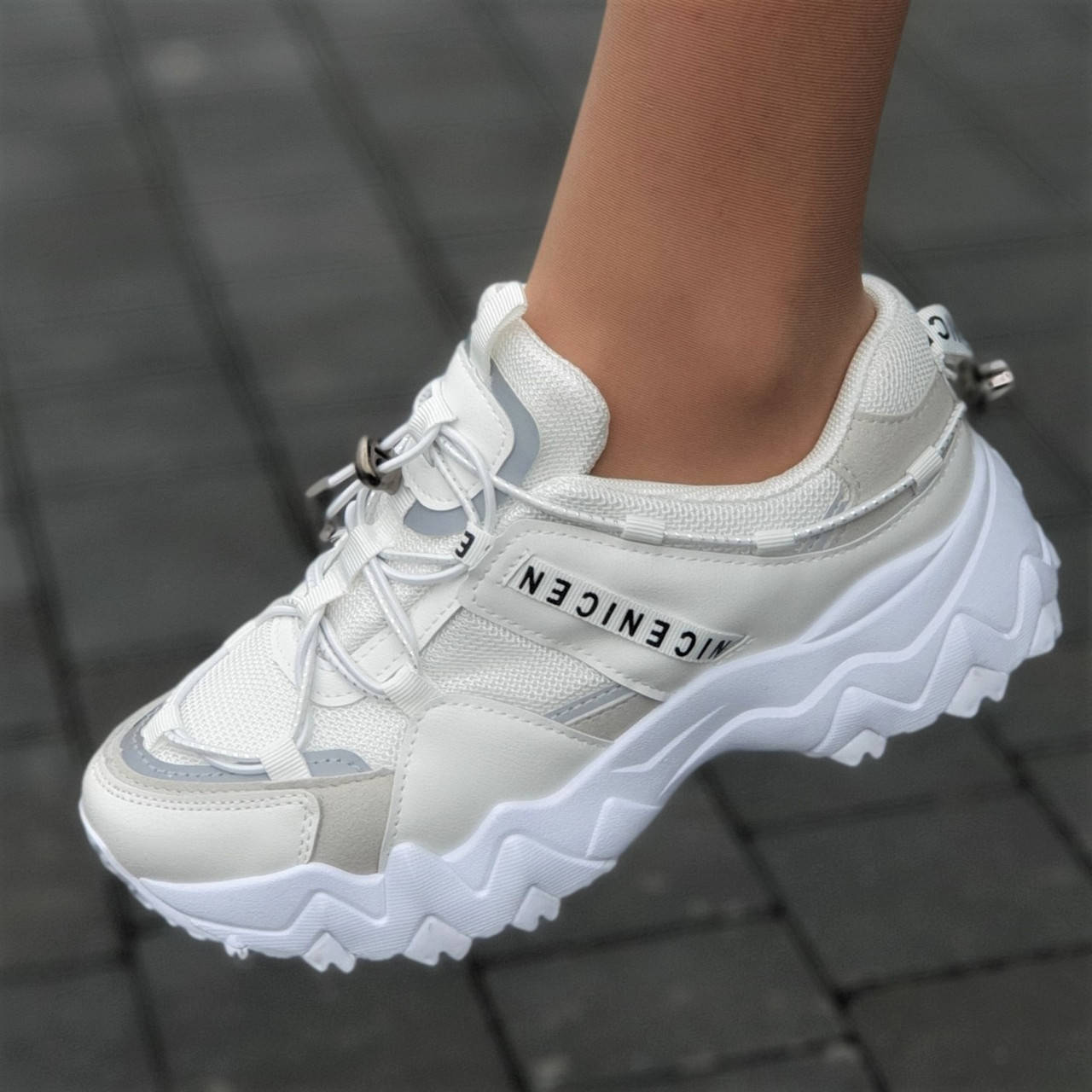 

Кроссовки женские летние весенние сетка белые (код 6531), Белый