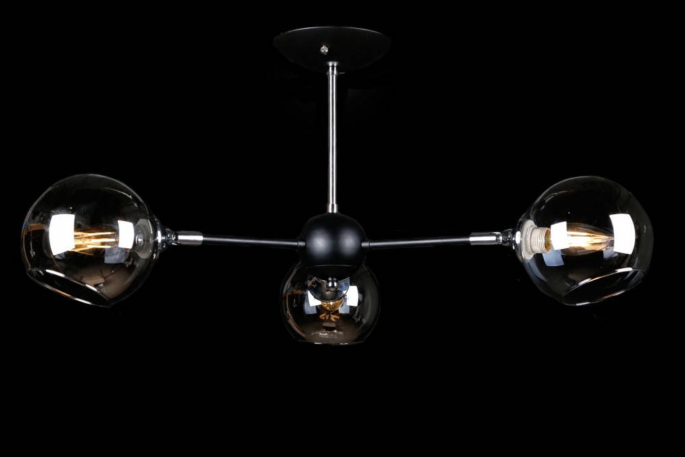 

Люстра светильник потолочная в стиле лофт с прозрачным плафоном Splendid-Ray 30-3766-03, Черный