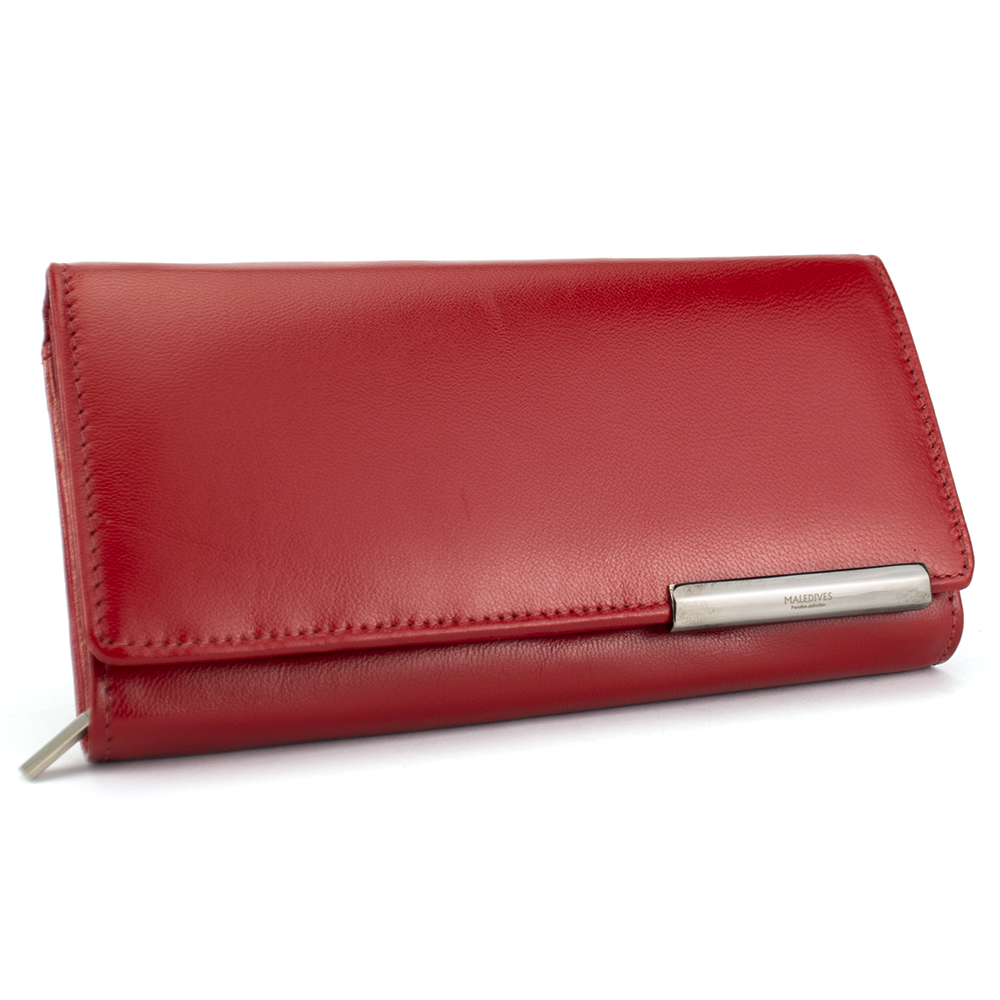

Кожаный кошелек женский классический красный Maledives RD-12-GCL-M red