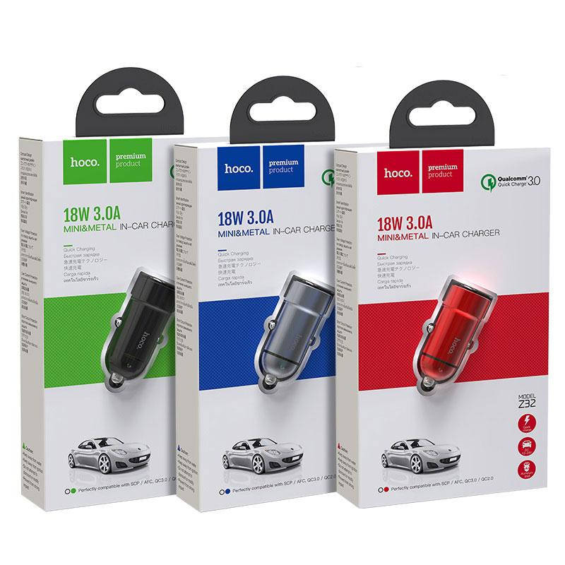 

AЗУ Hoco Z32 18W 3.0A 1*USB Led Indicator.Aluminum Quick Charge 3.0 Black