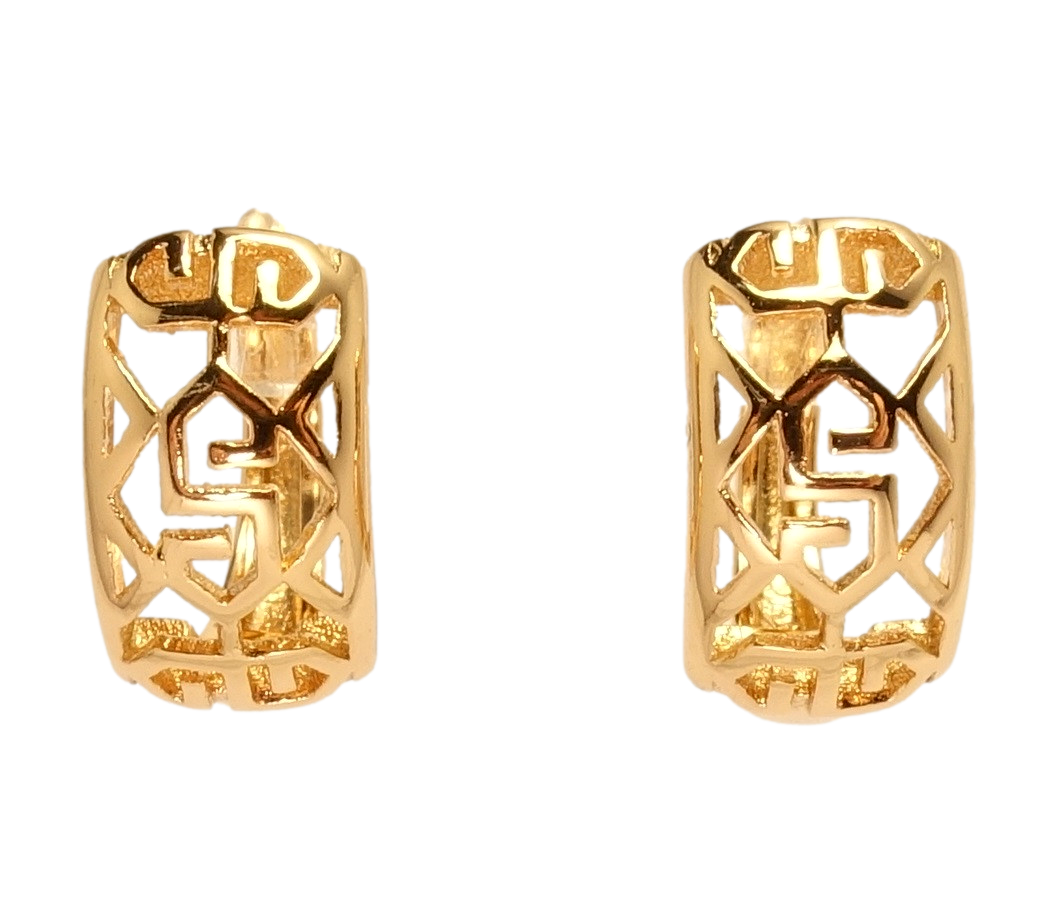 

Серьги Xuping Позолота 18K колечки "Резной геометрический узор с элементами греческого орнамента"