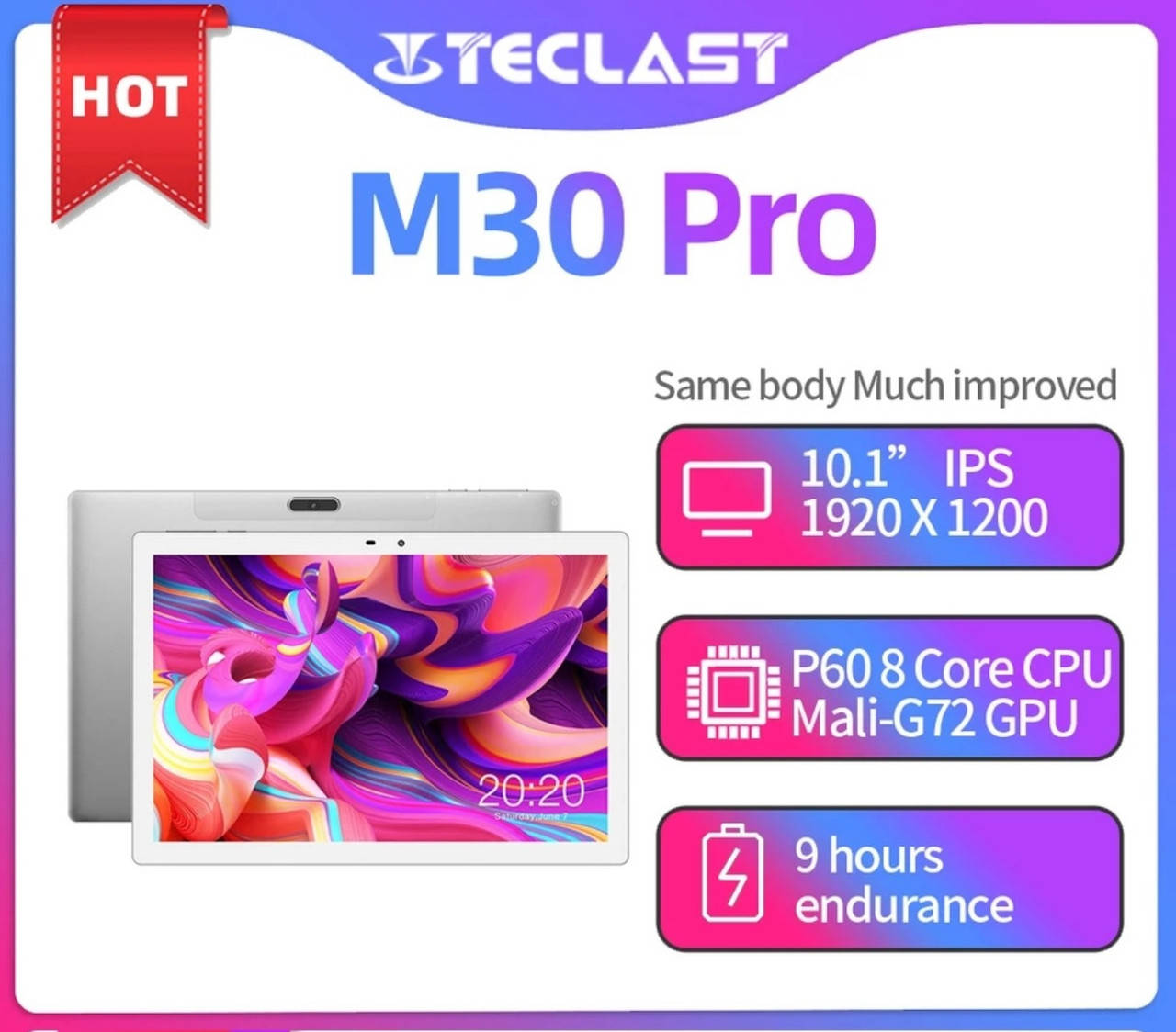 

Планшет Teclast m30 Pro 4G LTE Helio P60 4\128GB 10.1" And 10, Серебристый