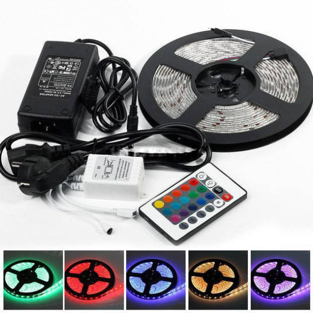 

Светодиодная лента LED 5050 RGB 5м с пультом и блоком питания