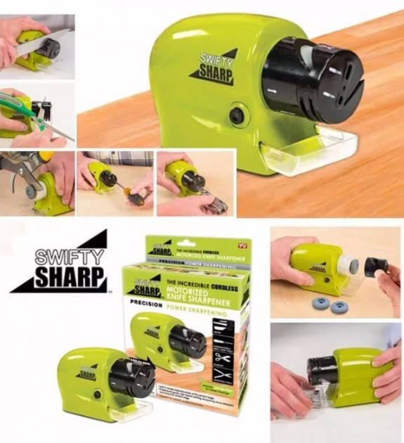 

Электрическая беспроводная точилка для ножей Swifty Sharp Sharpener от батареек