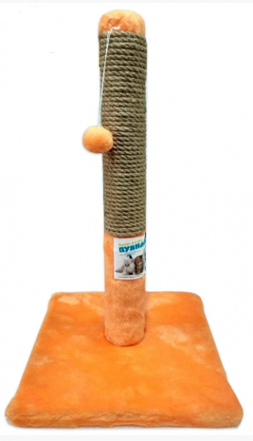 

Когтеточка столбик на подставке (джут) Пухнастики 30*55 см (рыжая)