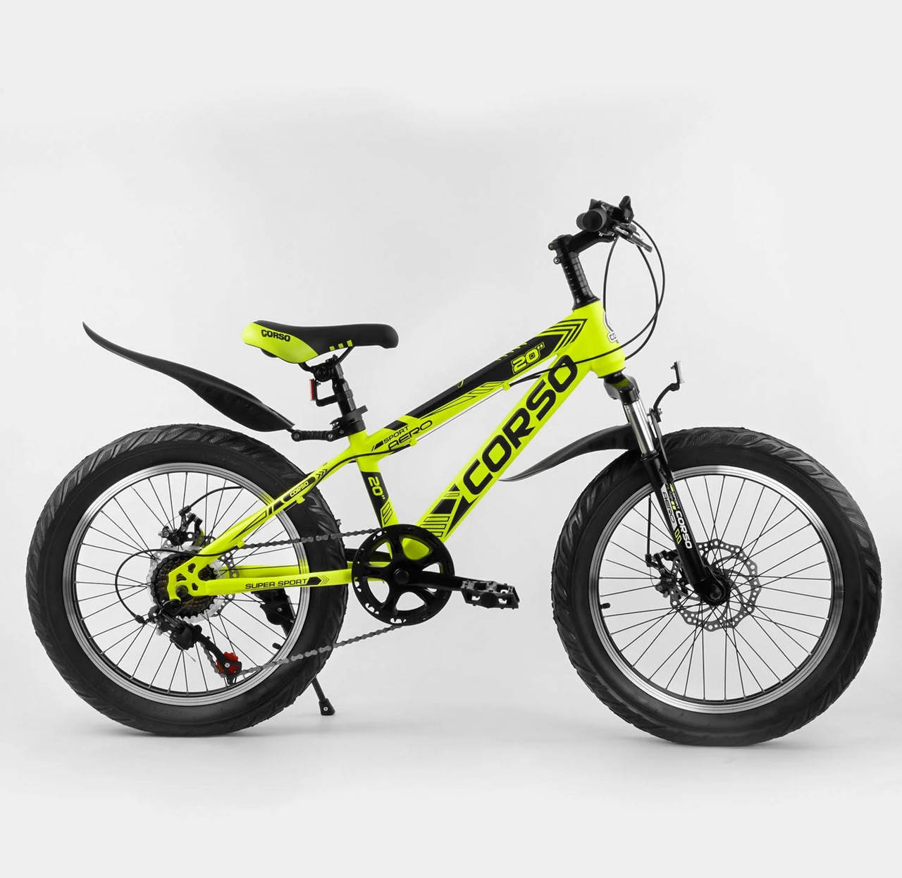 

Детский спортивный велосипед 20’’ CORSO «AERO» 38200 желтый 05883