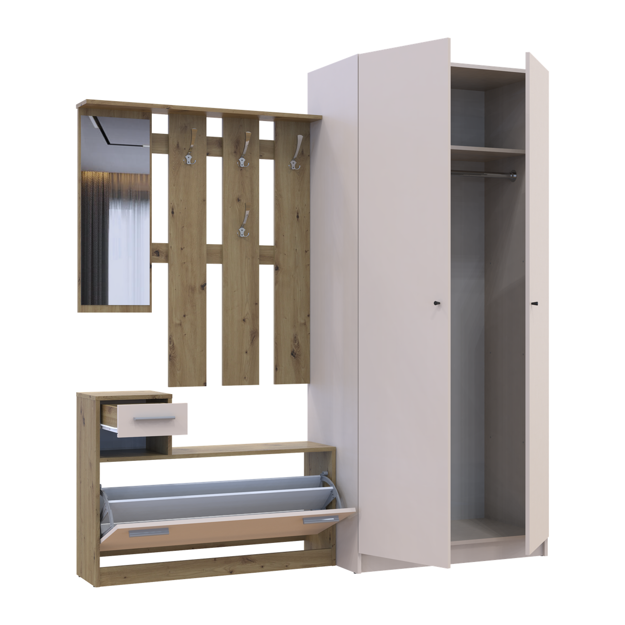 Передпокій Doros Alice та шафа Promo Дуб Евок/Кашемір 2 ДСП (42005160) 2