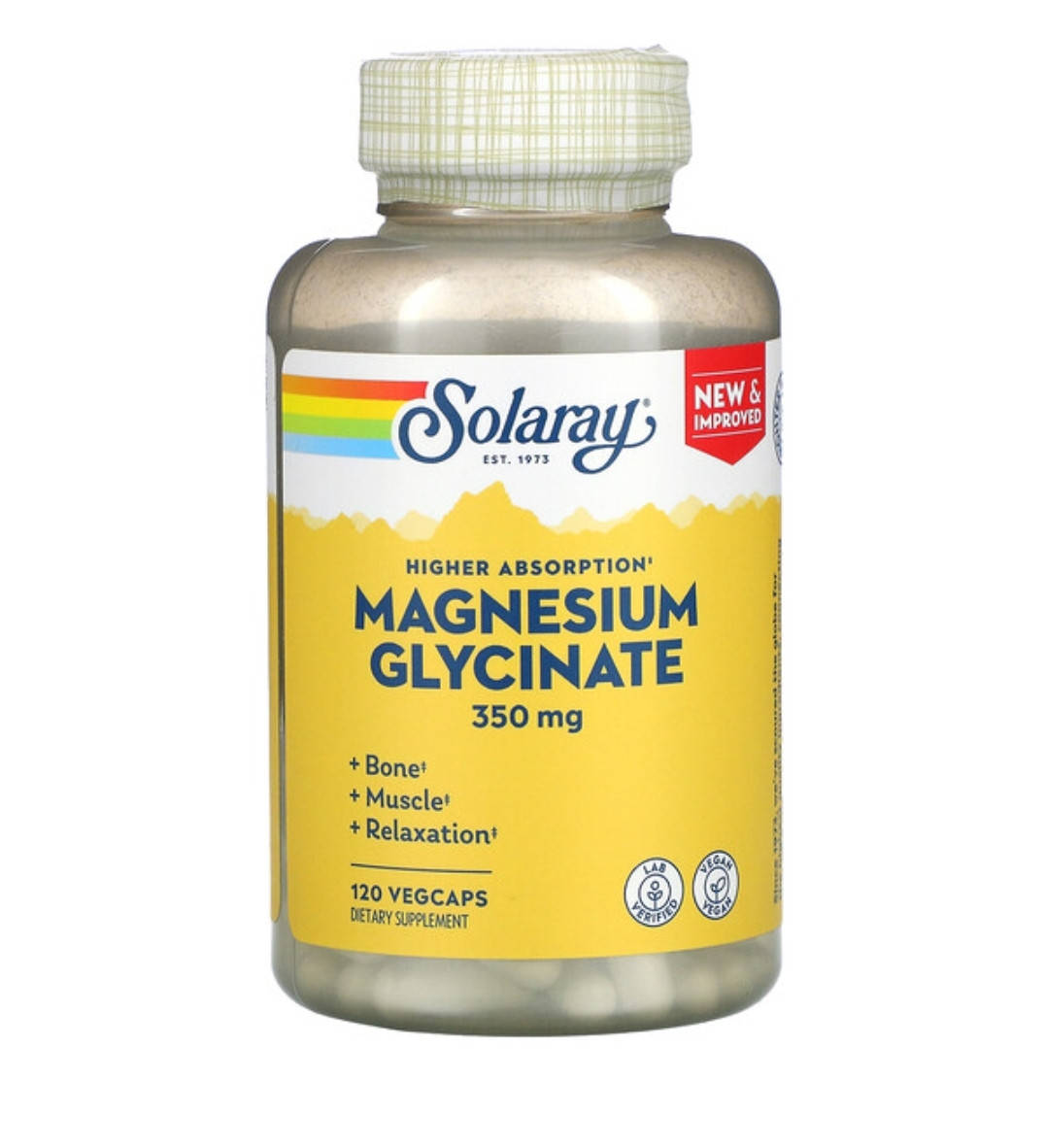 

Глицинат магния magnesium glycinate 350 мг, Solaray 120 капсул