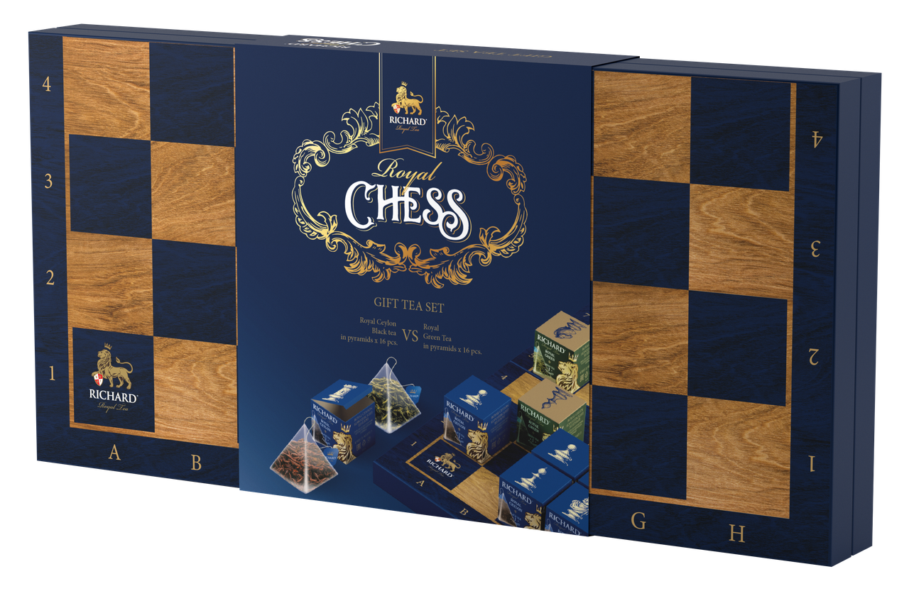 

Чай ассорти в пирамидках Richard Royal Chess (Ричард), 32 пирамидки