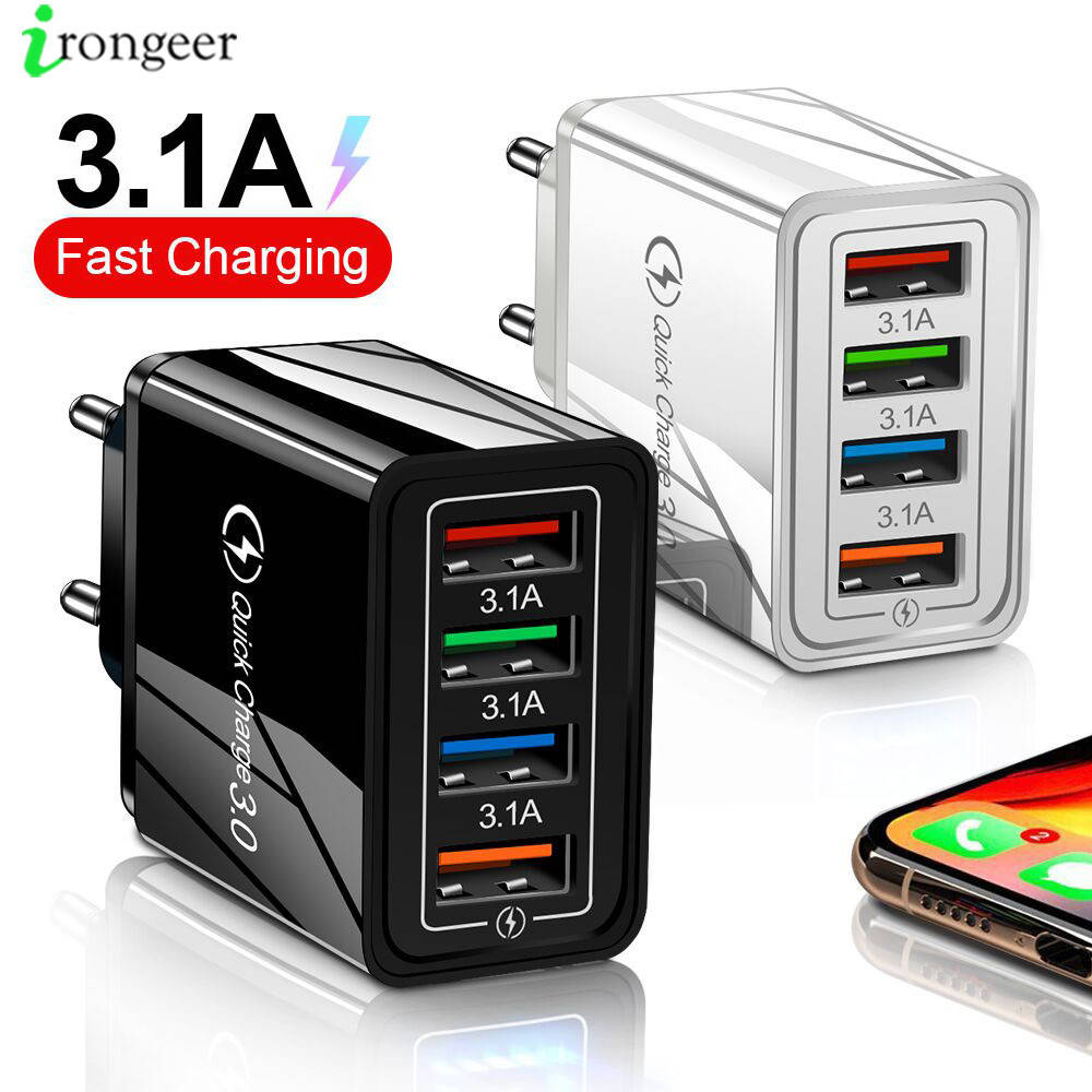 

Сетевая универсальная зарядка на 4 USB порта, Серый