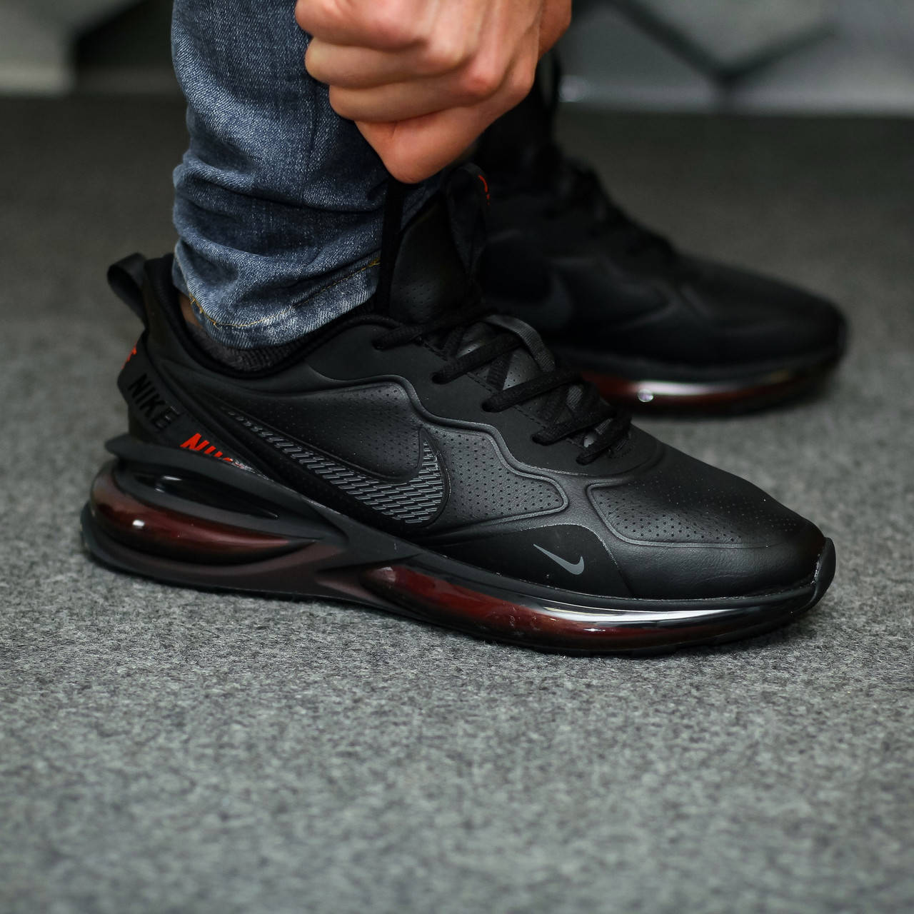 

Черные кожаные мужские кроссовки Nike Air Zoom, Черный