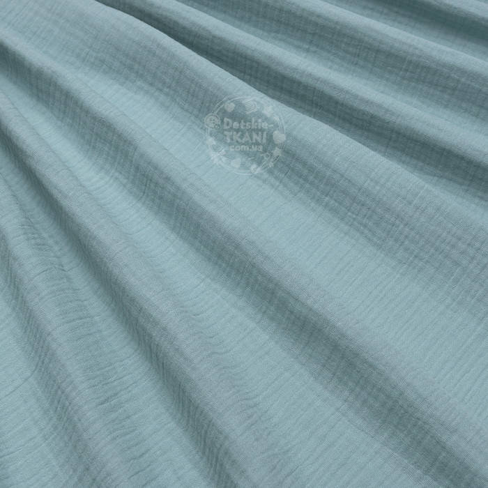 

Муслин однотонный двухслойный жатый, цвет серо-шалфейный, ширина 135 см, Мятный