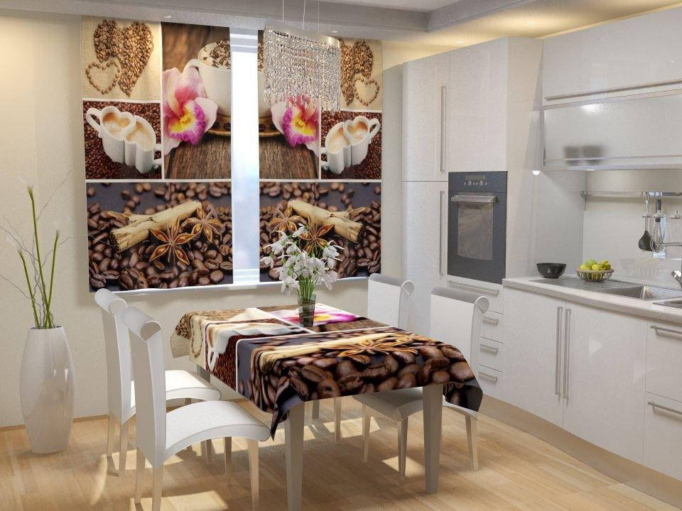 

Фотошторы для кухни кофе, Красный