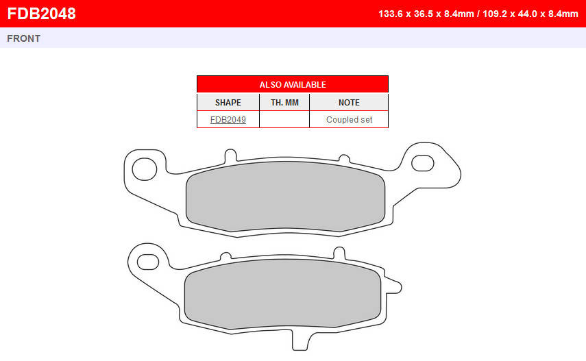 

Тормозные колодки KAWASAKI ER/EX/ZX/VN 1996-2014 для мотоцикла | Ferodo FDB2048P