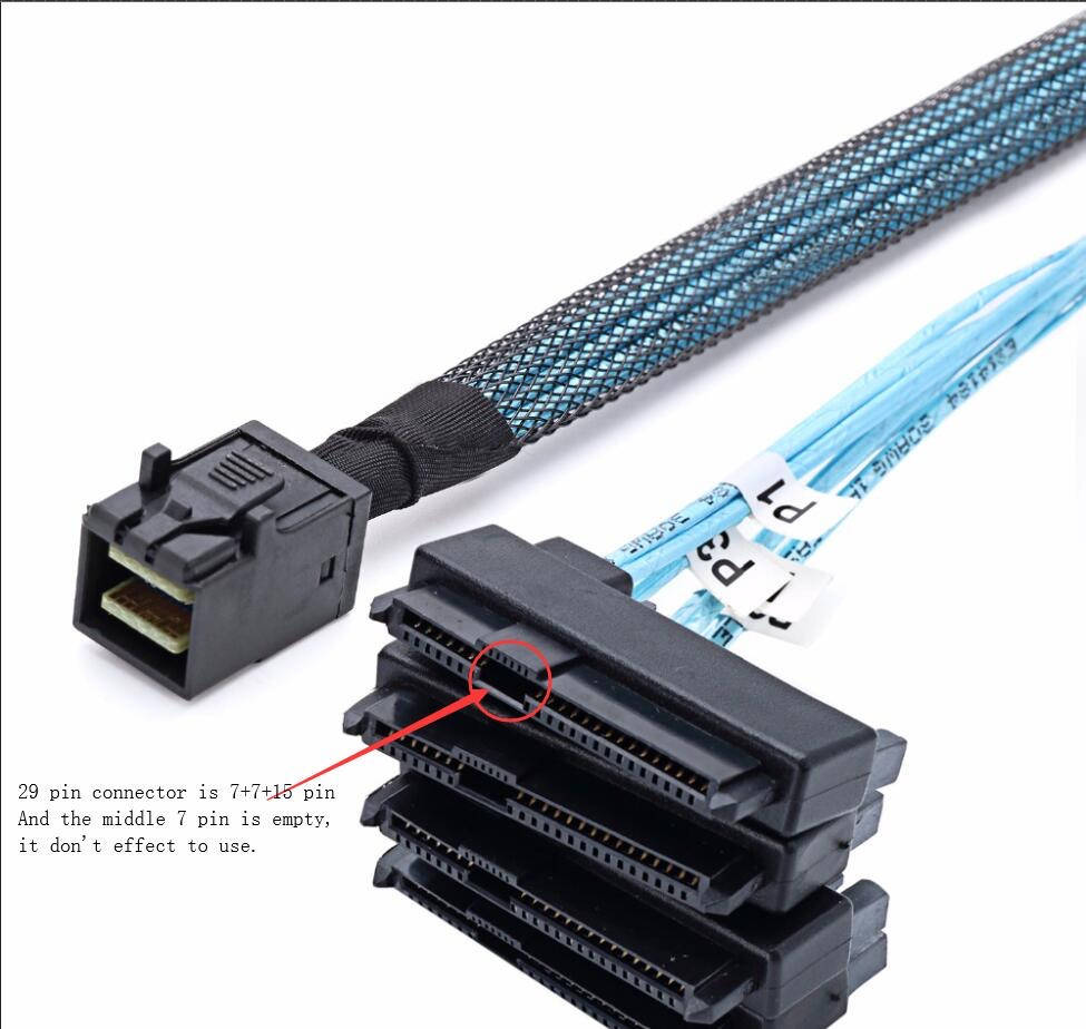 

Mini SAS на SAS Sata кабель шнур 12 Гбит/с. адаптер SFF-8643 до 4 29 pin SFF-8482 внутренний подключение HDD