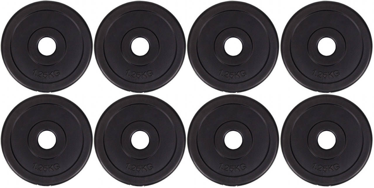 

Диски (Блины) для Штанги Гантелей 8х1,25кг WCG черные, битумные в пластике для дома и спортзала D: 30 мм, Черный