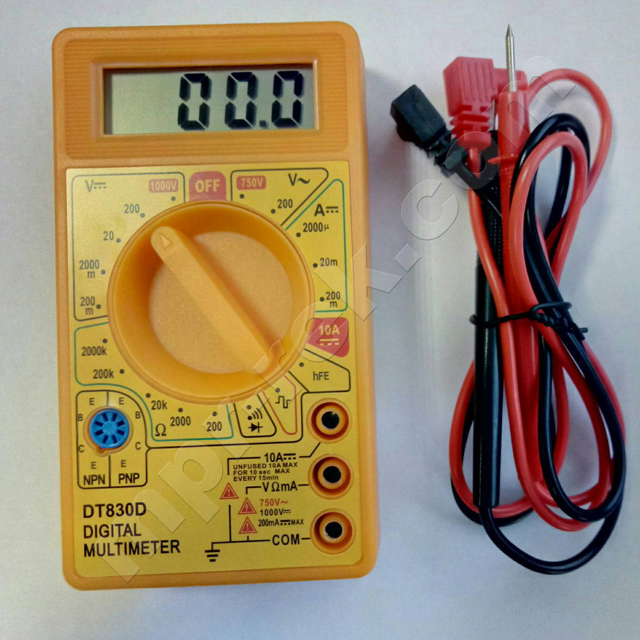 

Цифровой мультиметр DT830D (до 1000В, 10А, 2МОм, звуковая индикация)