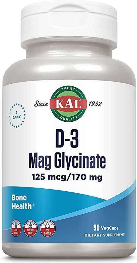 

KAL, Глицинат магния D-3, 125 мкг / 170 мг, 90 вегетарианских капсул
