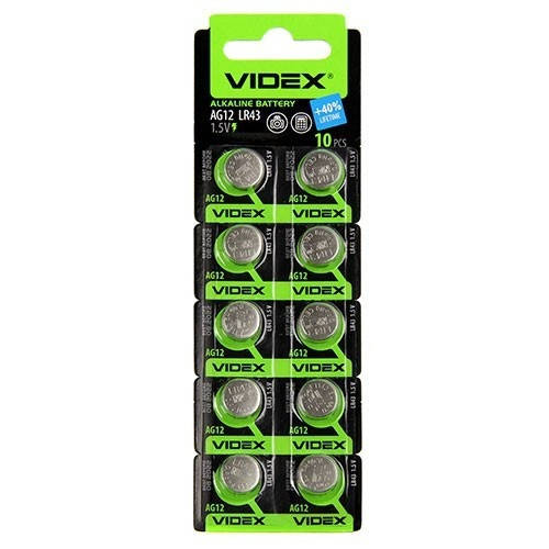 

Батарейка алкалиновая Videx AG12 LR43 LR1142 Щелочная Блистер