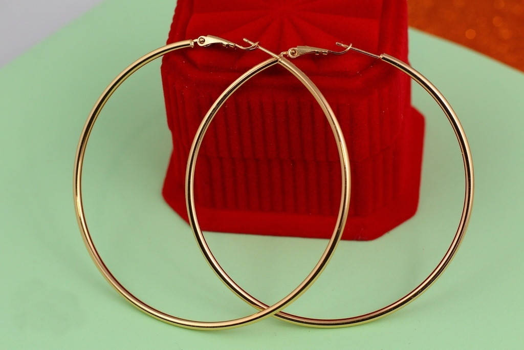 

Серьги кольца Хuping Jewelry гладкие 8 см золотистые