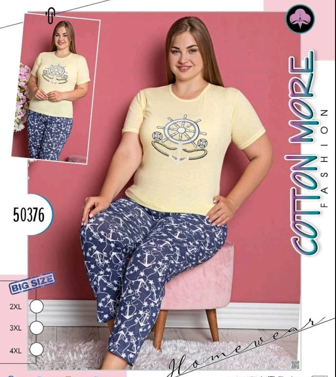 

Жіноча легка котонова піжама / Женская легкая котонова пижама штани і футболка 3XL