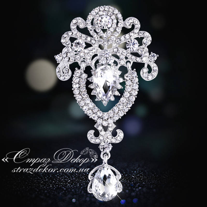 

Брошь 9,5*5см корона с подвеской Crystal (кристалл прозрачная)
