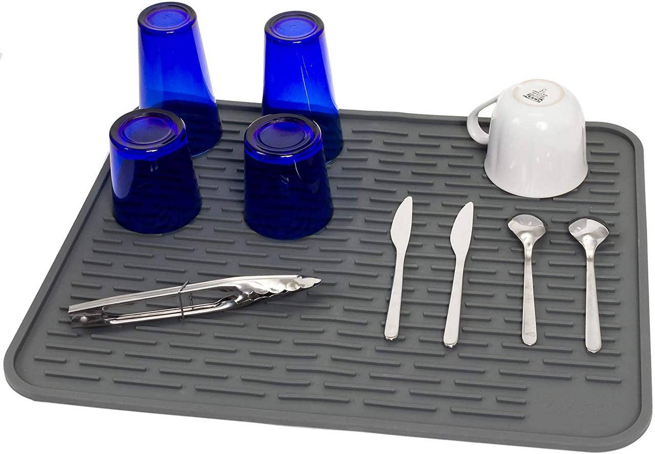 

Силиконовый коврик для сушки посуды 40x30 см "Yking" - сушилка для посуды и кухни - серый