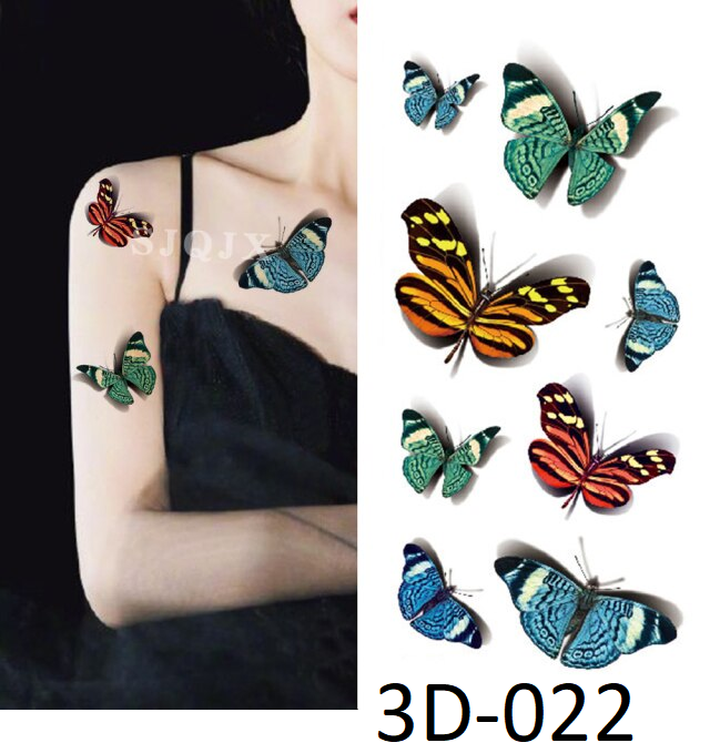 

Флеш тату. 19*9 см, Переводная. Временная. Набор, 3-D, Бабочки, 3D-22 521