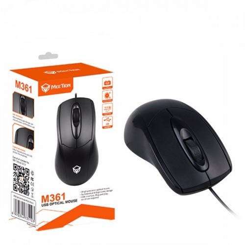 

Мышь проводная MeeTion MT-M361 BLACK оптическая USB Optical Mouse 1000 dpi, Черный