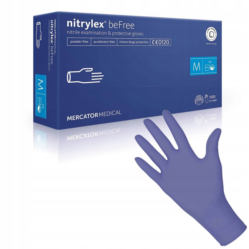 

Перчатки нитриловые MERCATOR Nitrylex Basic BLUE неопудренные, размер , 100 шт, Синий