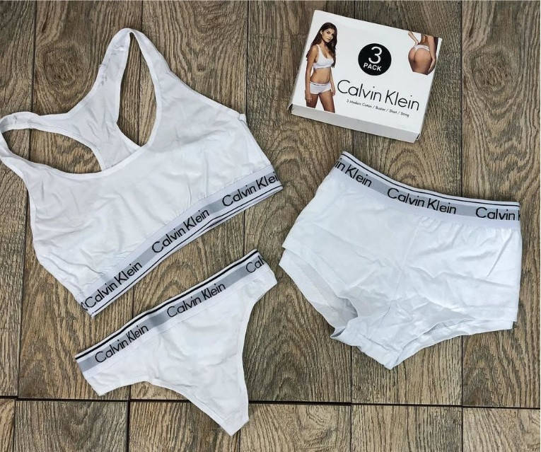 

Женское нижнее белье келвин кляйн тройка - топ+стринги+шорты отличного качества.