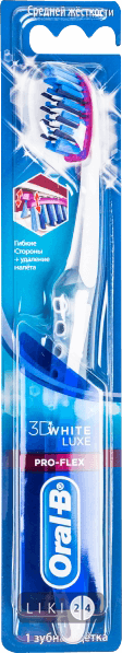 

Зубная щетка Oral-B 3D White Luxe Pro-Flex средней жесткости, Белый