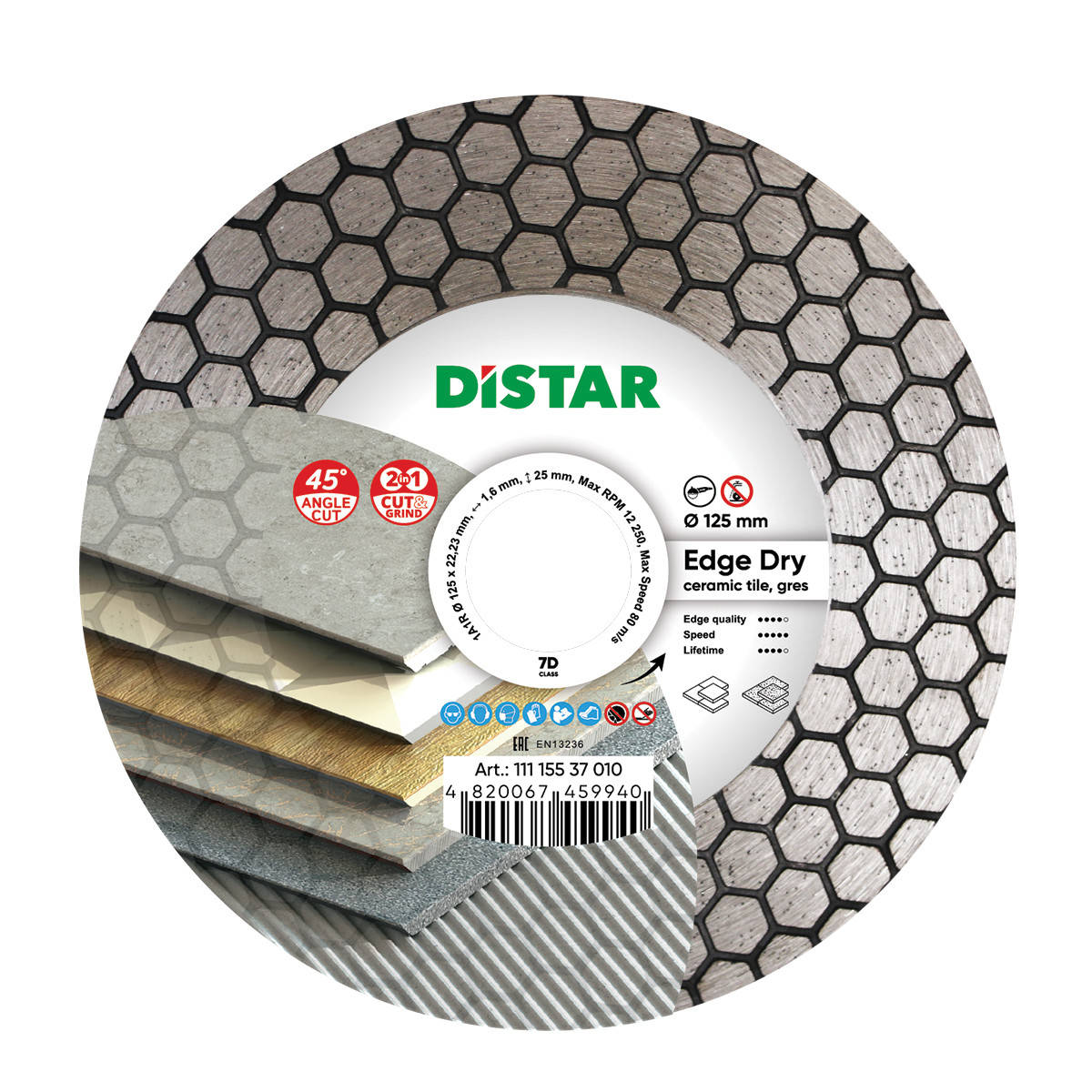 

Круг алмазный отрезной 1A1R 125x1,6x25x22,23 Edge Dry