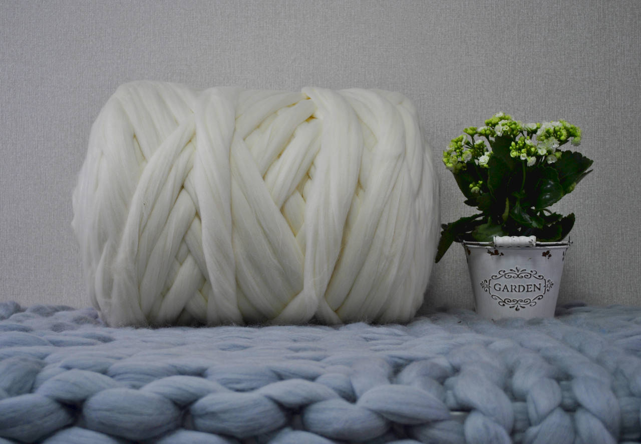 

100 Белый, крупная пряжа меринос 28 мик, шерсть для валяния