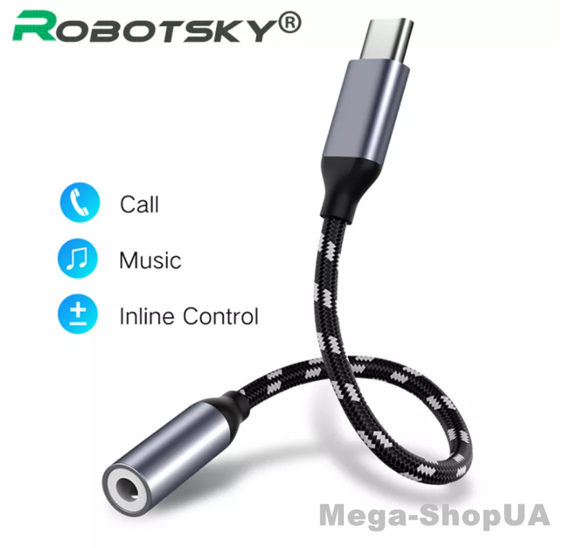 

Переходник для наушников Type-C - 3.5 мм Audio Converter. Адаптер аудио TypeC to 3.5mm mini jack UW32A, Черный