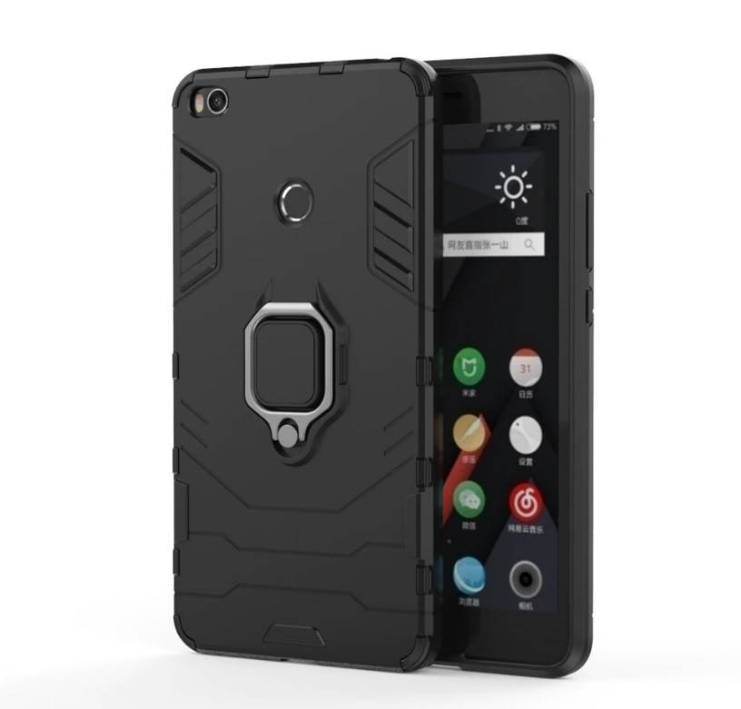

Бронированный чехол IRON MAN Xiaomi Mi MAX 2 с кольцом под магнит, Черный