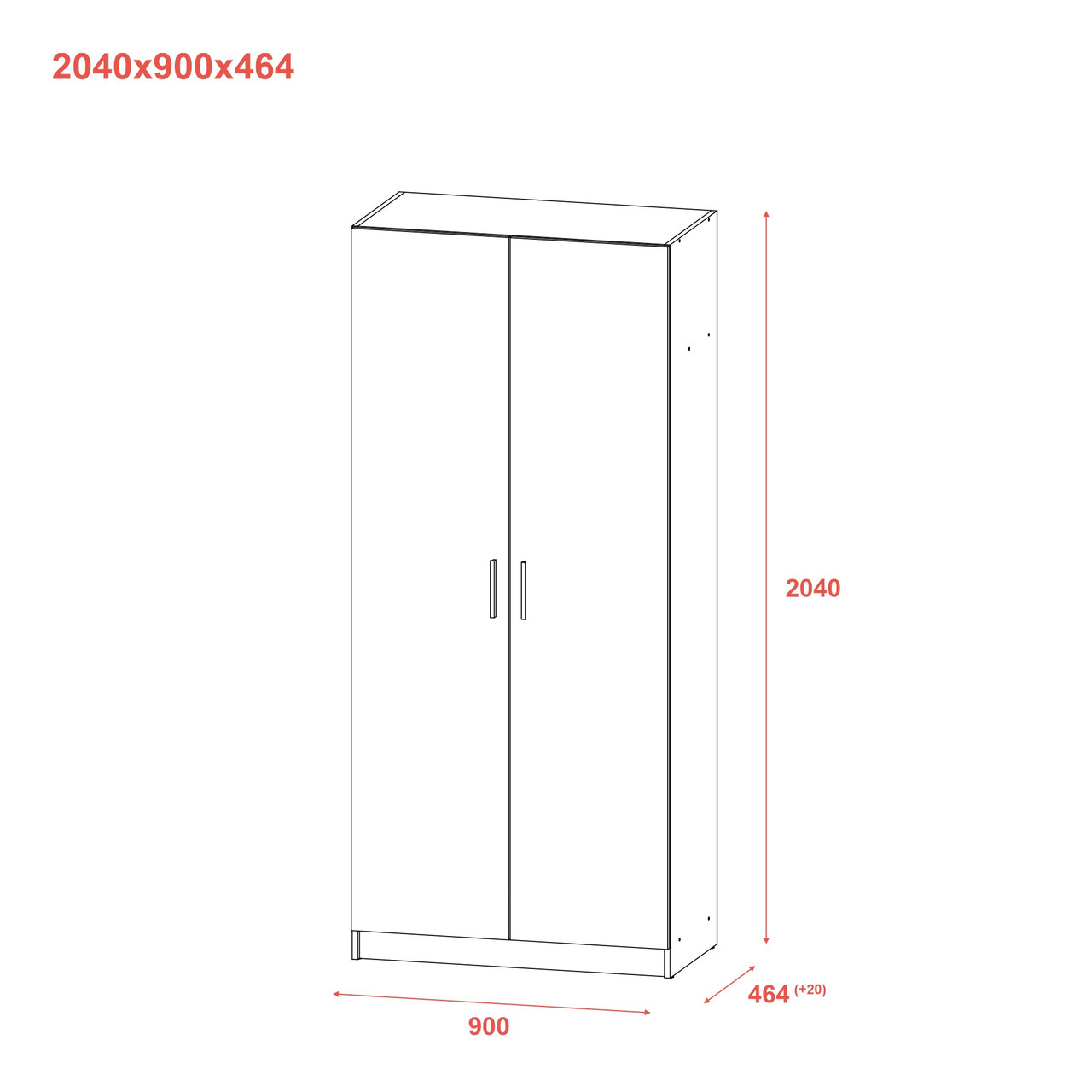 Шафа для одягу Doros Promo з полицями Сірий 2 ДСП 90х48х204 (80737770) 9