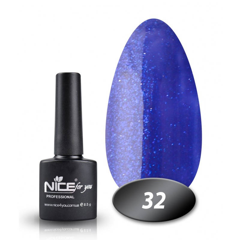 

Гель лак Nice for you 032 искрящий-синий 8,5 мл