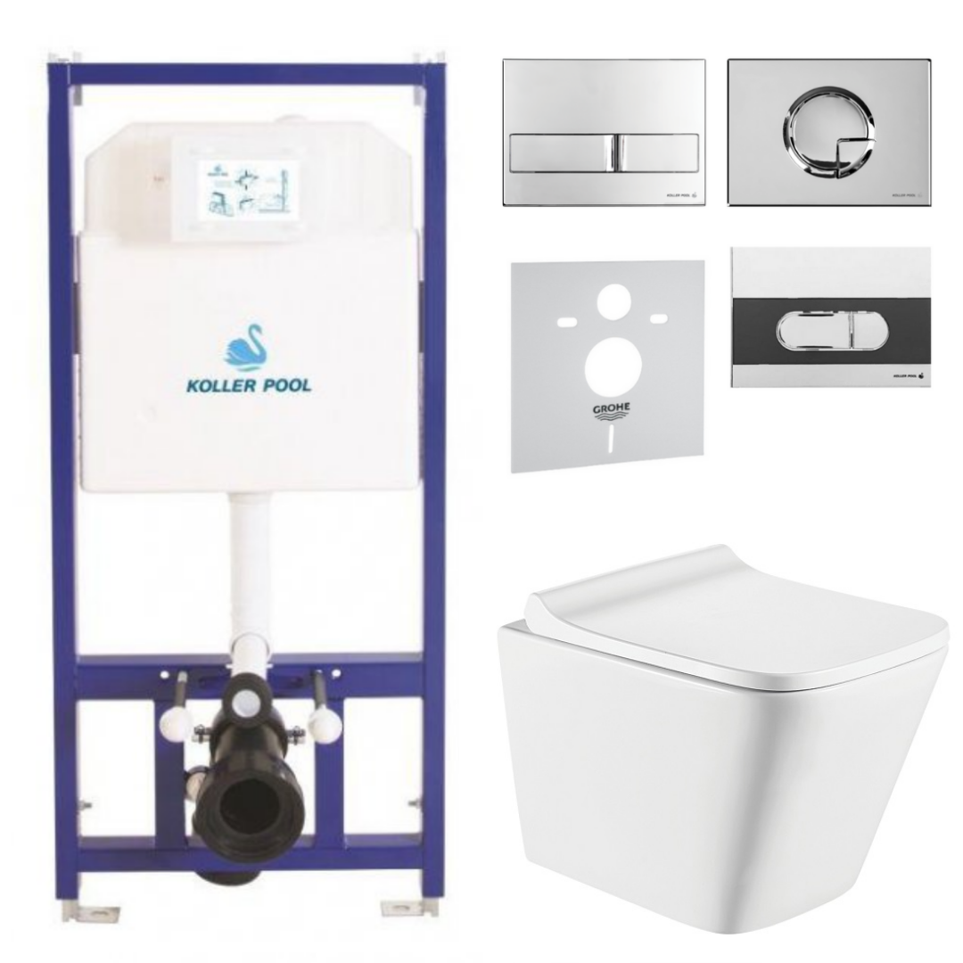 

Комплект 5в1: Инсталляция Koller pool +Безободковый унитазTrend Rimless+ хром клавиша НА ВЫБОР