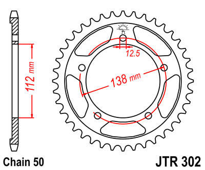 

Звезда задняя JT JTR302.43